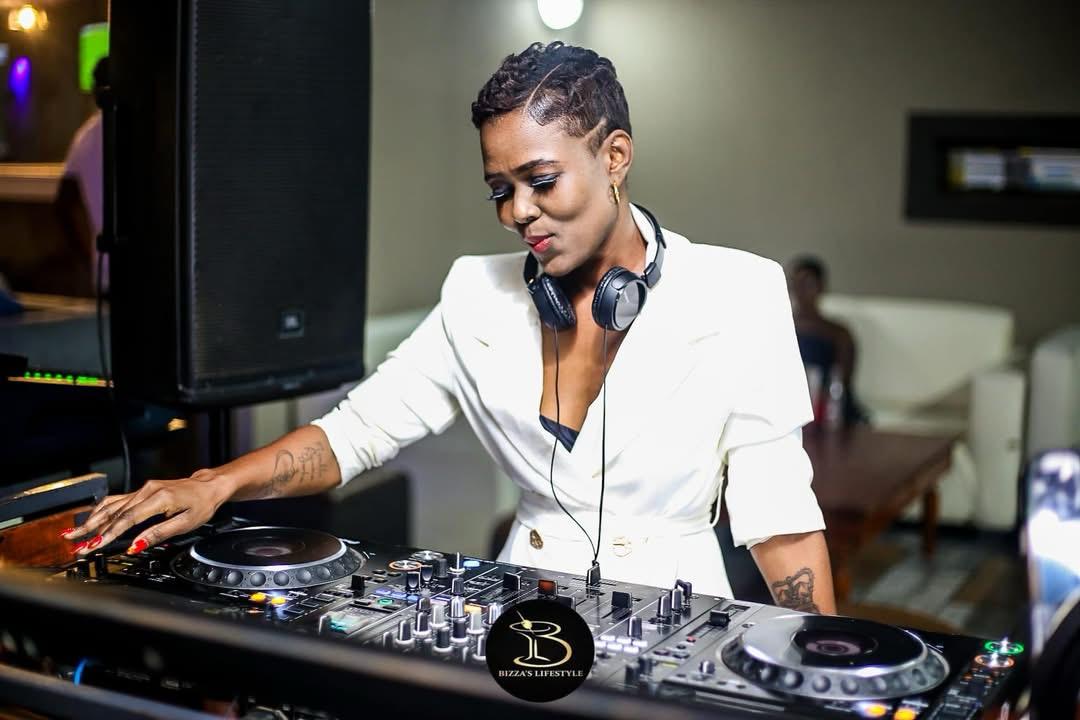Peaches performing at the DJ booth